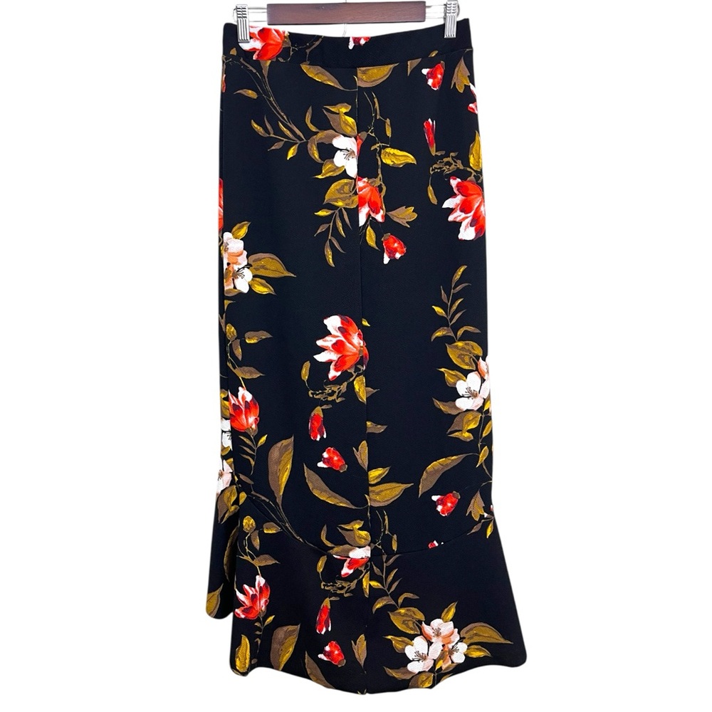 Touch Me Black Floral Skirt with High-Low Ruffle Hem. Size Large. - Picture 4 of 9